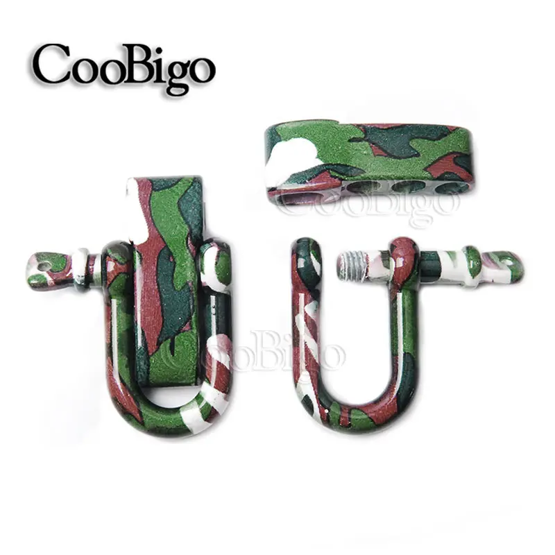 5pcs M5 Screw Pin D Bow Anchor Shackle Adjustable Parachute Cord Metal 550 Paracord Bracelet Outdoor Camping Hiking Kits