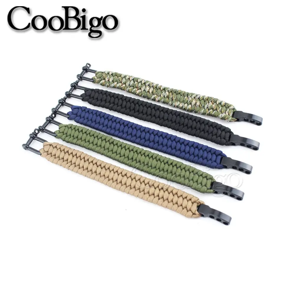 5pcs M5 Screw Pin D Bow Anchor Shackle Adjustable Parachute Cord Metal 550 Paracord Bracelet Outdoor Camping Hiking Kits