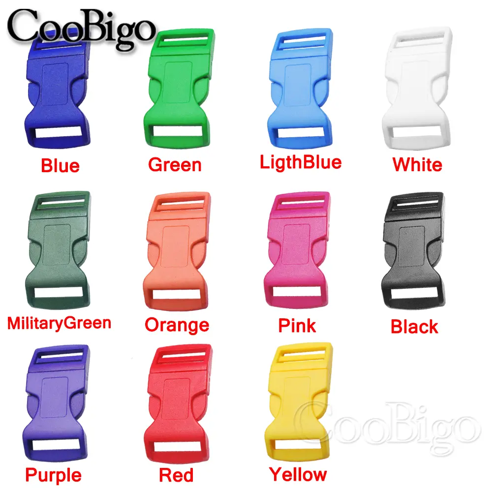 12pcs 1" Plastic Side Release Buckles Curved  Paracord Bracelet Buckle Clip Outdoor Camp Backpack Strap Dog Collar Colorful 26mm
