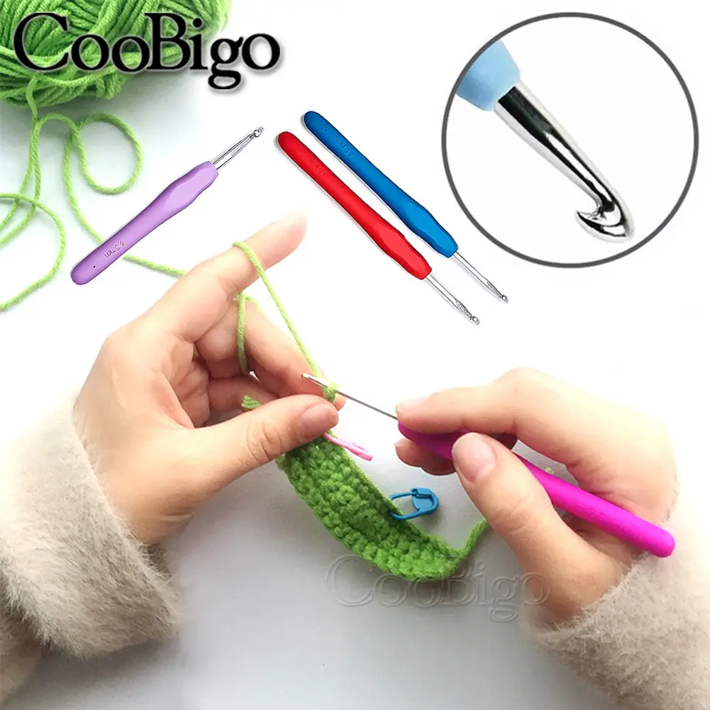 Assorted Sizes Weave Crochet Hooks Soft Handle Crochet Hook Set Beginners Knitting Needle Yarn Crochet Bag Garment Sew DIY Craft