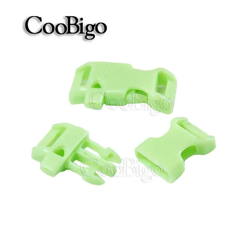 5pcs Glowing Side Release Buckle Fluorescence Quick Release Buckles for Paracord Bracelet Accessories Curved Glow In the Dark
