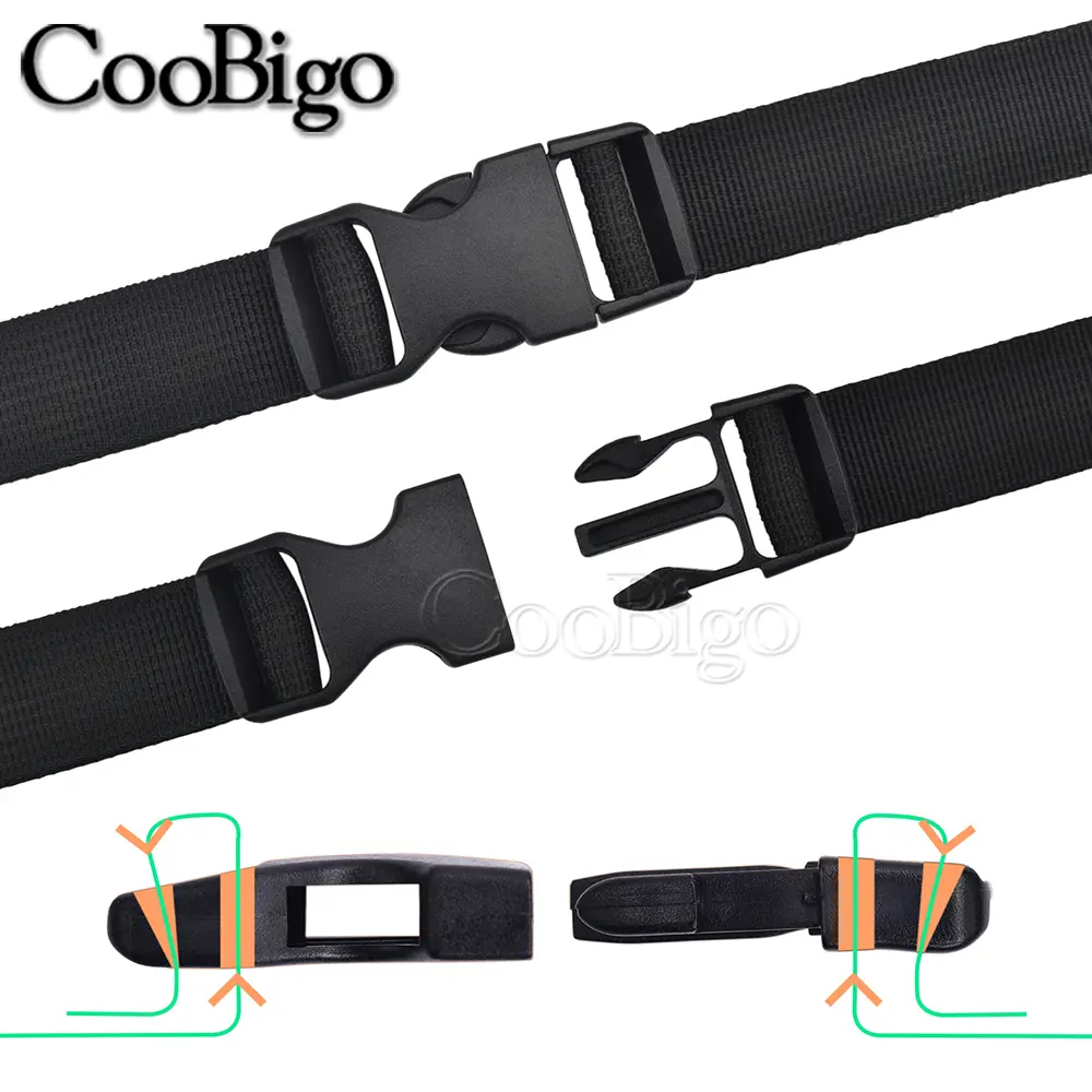 10pcs 25mm Plastic Side Release Buckle Webbing Dual Adjustable Tactical Backpack Straps Bags Camping Hiking Belt Dog Collars