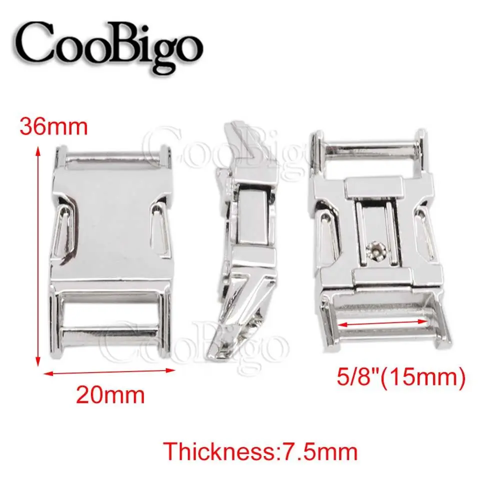 5pcs 5/8" Metal Side Release Buckle Curved Paracord Buckles Bracelet Clasp for Backpack Strap Bag Belt Pets Collar Webbing 15mm
