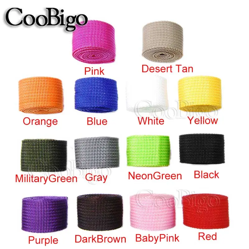 10yards Polypropylene Webbing Ribbon Band Knapsack Strapping Outdoor Backpack Belt Bag Sewing Dog Collar DIY Accessories 25mm
