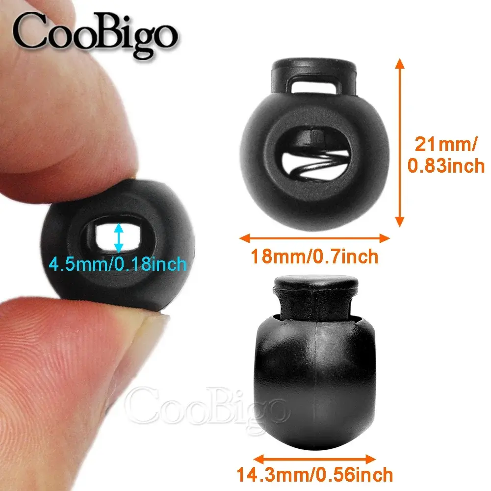 10pcs Cord Lock Round Ball Toggle Stopper Clips Plastic for Drawstrings Shoeslace Rope Sportswear Outdoor Backpack Accessories