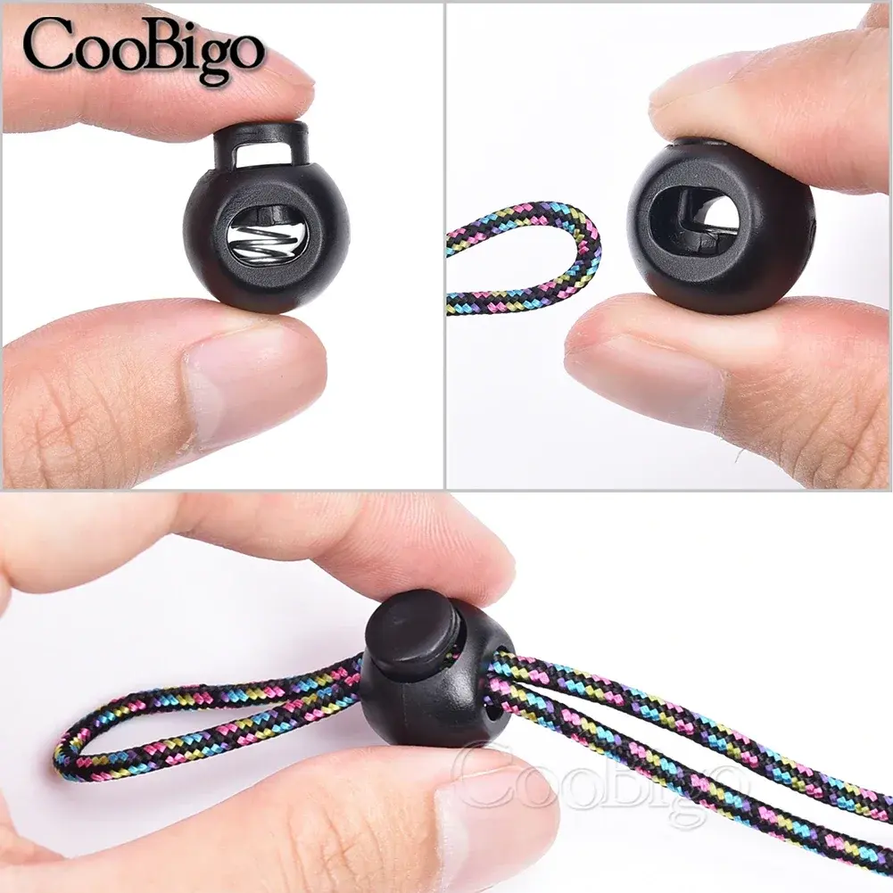 10pcs Cord Lock Round Ball Toggle Stopper Clips Plastic for Drawstrings Shoeslace Rope Sportswear Outdoor Backpack Accessories
