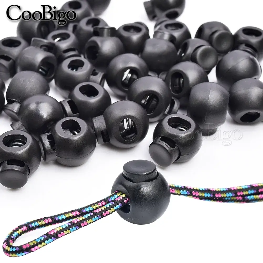 10pcs Cord Lock Round Ball Toggle Stopper Clips Plastic for Drawstrings Shoeslace Rope Sportswear Outdoor Backpack Accessories