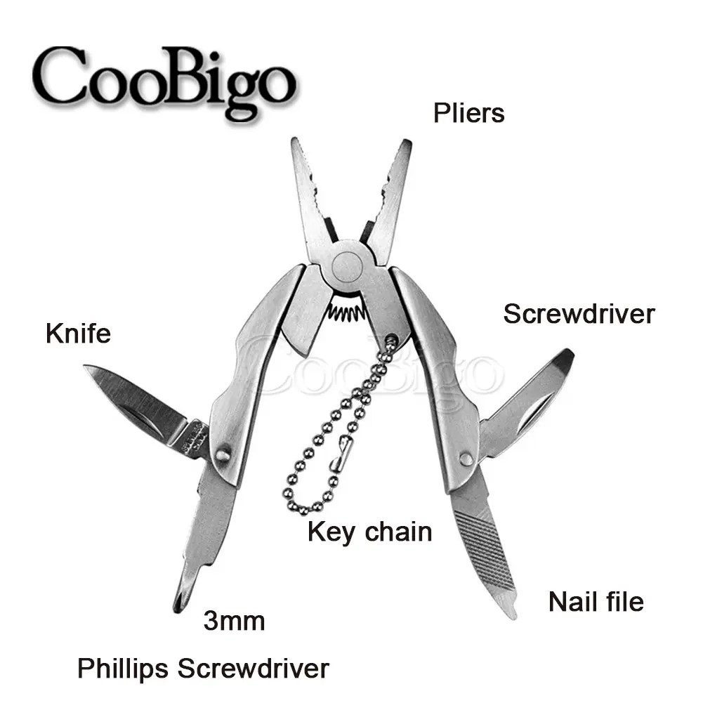 Stainless Steel Portable Pliers Keychain Knife Tool Screwdriver Outdoor Camping Travel Accessories Folding Multifunctional Mini