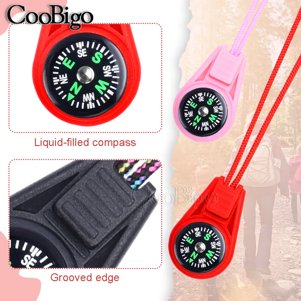 5pcs Mini Survival Compass Zipper Pull Slider Cord End Outdoor Camping Hiking Tool Pocket Navigator Paracord Bracelet Backpack
