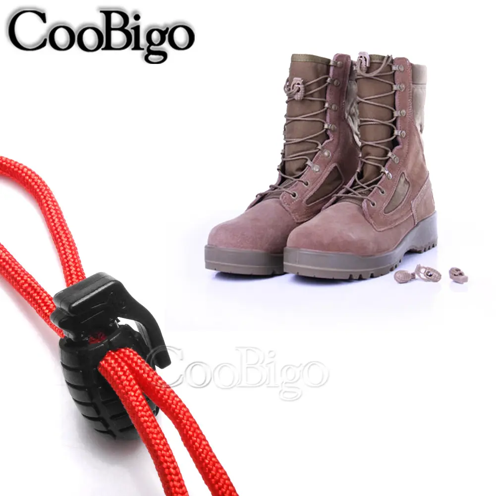 12pc Plastic Cord Lock Spring Toggle Stopper Clip Paracord Rope Outdoor Boots Shoelaces Drawstrings Bags Garment DIY Accessories