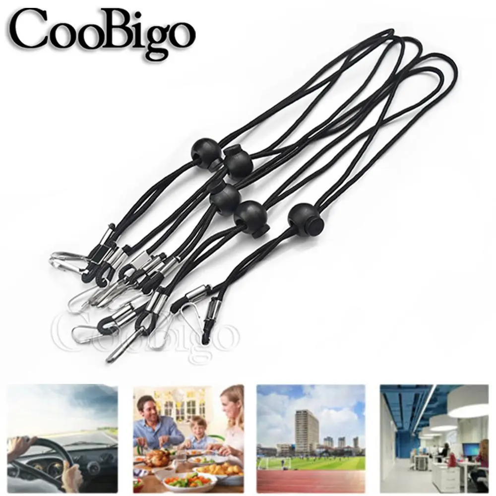 Masks Lanyard Holder Facemask Extension Adjustable Glasses Chain Rope Hang String Black 5pcs
