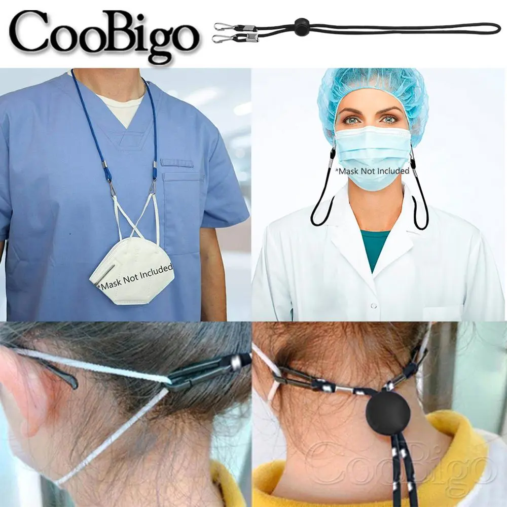 Masks Lanyard Holder Facemask Extension Adjustable Glasses Chain Rope Hang String Black 5pcs