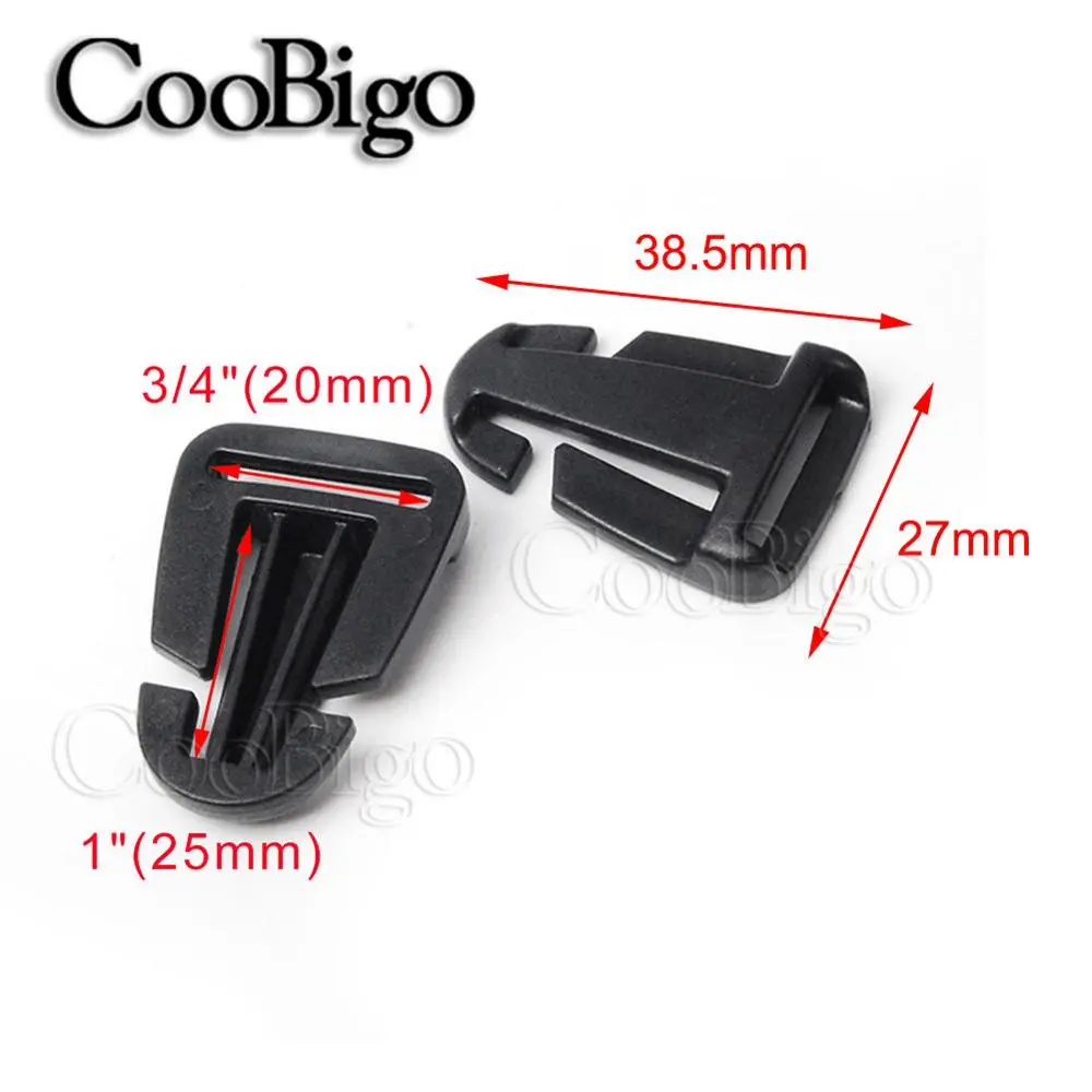 10pcs Plastic Buckle Slider Sternum Buckles Harness Strap Clasp Webbing Backpack Bag Luggage Camping DIY Accessories Black 20mm