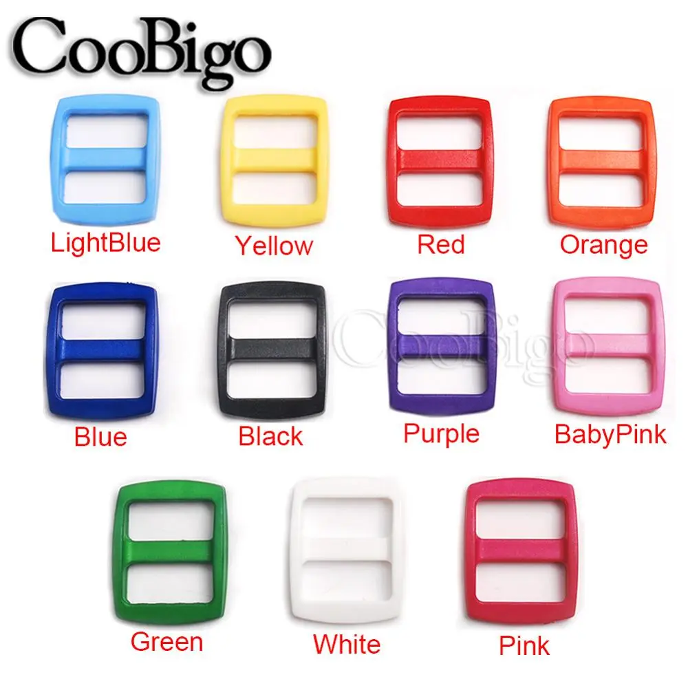 10pcs Plastic Tri Glide Slider Ladder Lock Buckles Outdoor Camping Backpack Straps Bag Belt Webbing Accessories Colorful 16mm