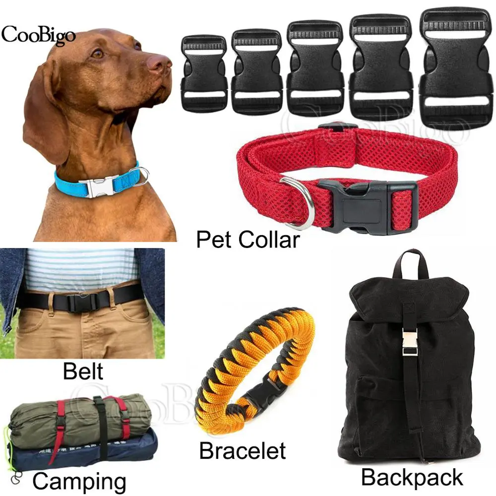 5pcs Dual Adjustable Side Release Buckles Plastic Belt Buckle Outdoor Camping Backpack  Paracord Bracelet Dog Collar Accessories