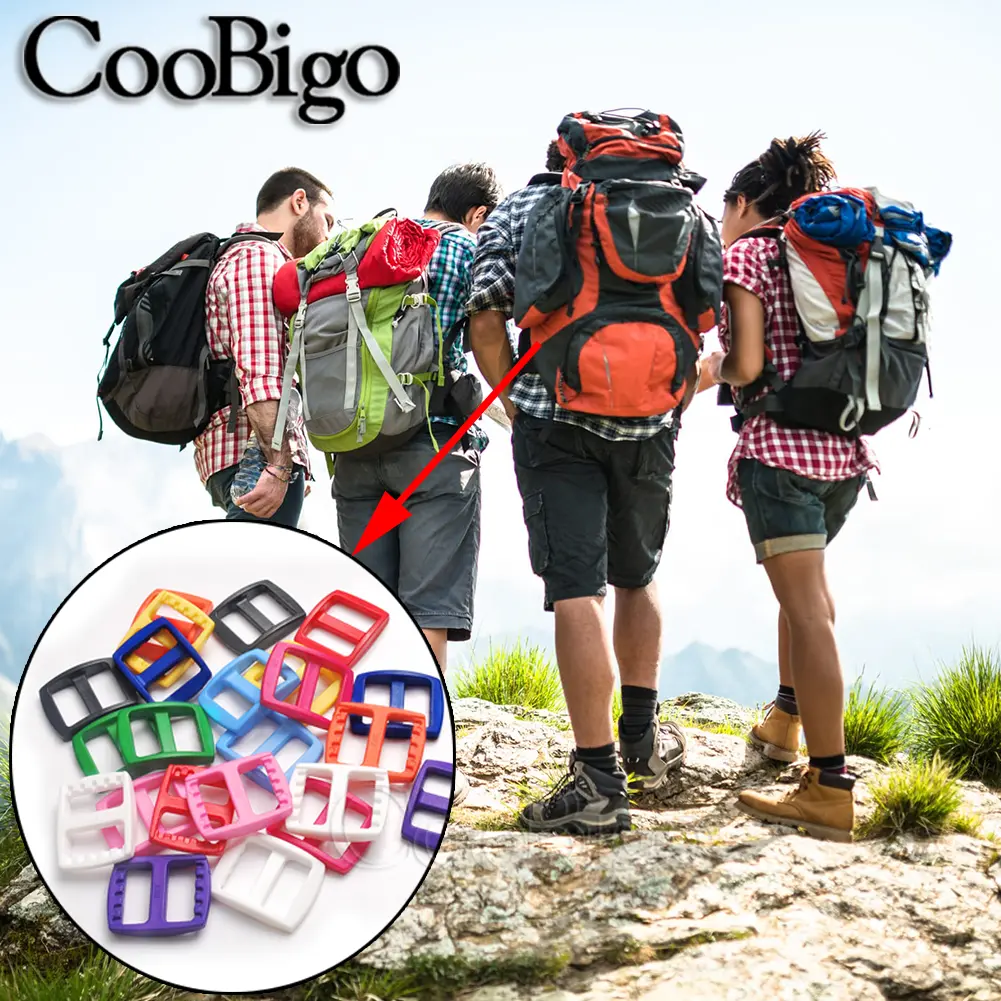 10pcs Plastic Tri Glide Slider Ladder Lock Buckles Outdoor Camping Backpack Straps Bag Belt Webbing Accessories Colorful 16mm
