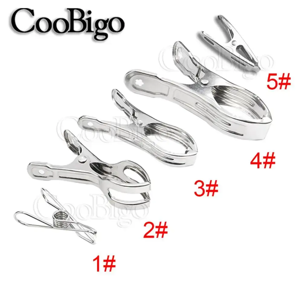 10pcs Metal Clip Clamp Grip Clasp Fastener Clothespin for Outdoor Camping Tent Lanyard Hanging Multi Purpose Stainless Steel