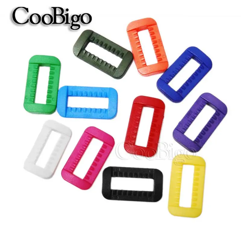20mm Slider Adjustable Buckles Clip Rings for Backpack Strap Belt Webbing Bag Accessories Plastic Colorful Rectangular 20pcs