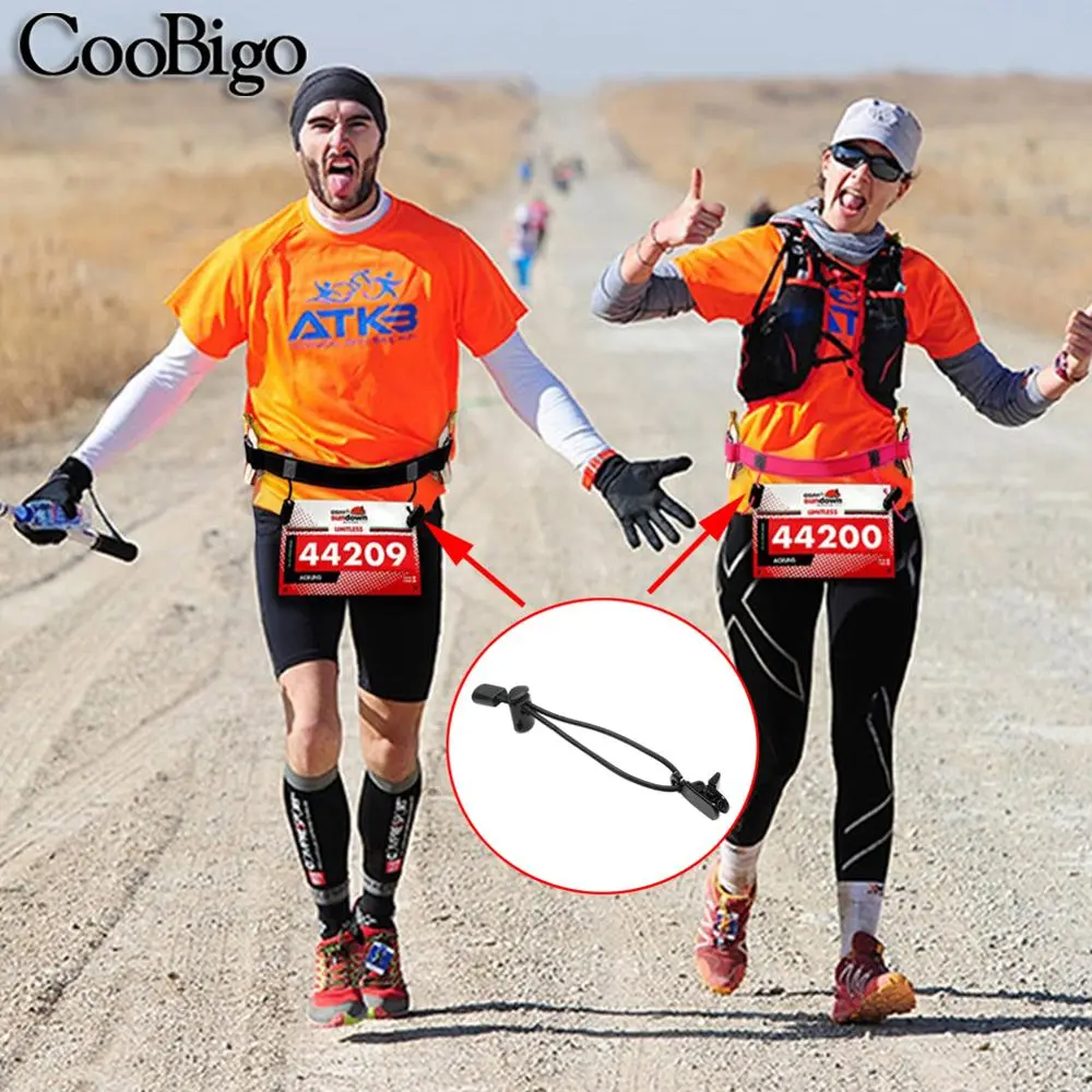 Elastic Rope Clamp Race Number Fixing Clips Buckles Loop Holder for Marathon Triathlon Running Waist Belt Bag Accessories 2pcs