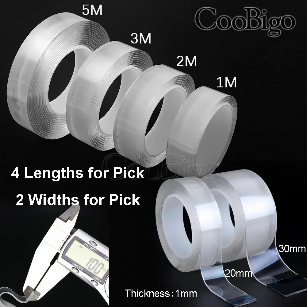 1/2/3/5M Nano Tape Double Sided Adhesive Stickers for Car Camping Cycling Fishing Tools Waterproof Transparent Strong 20mm 30mm