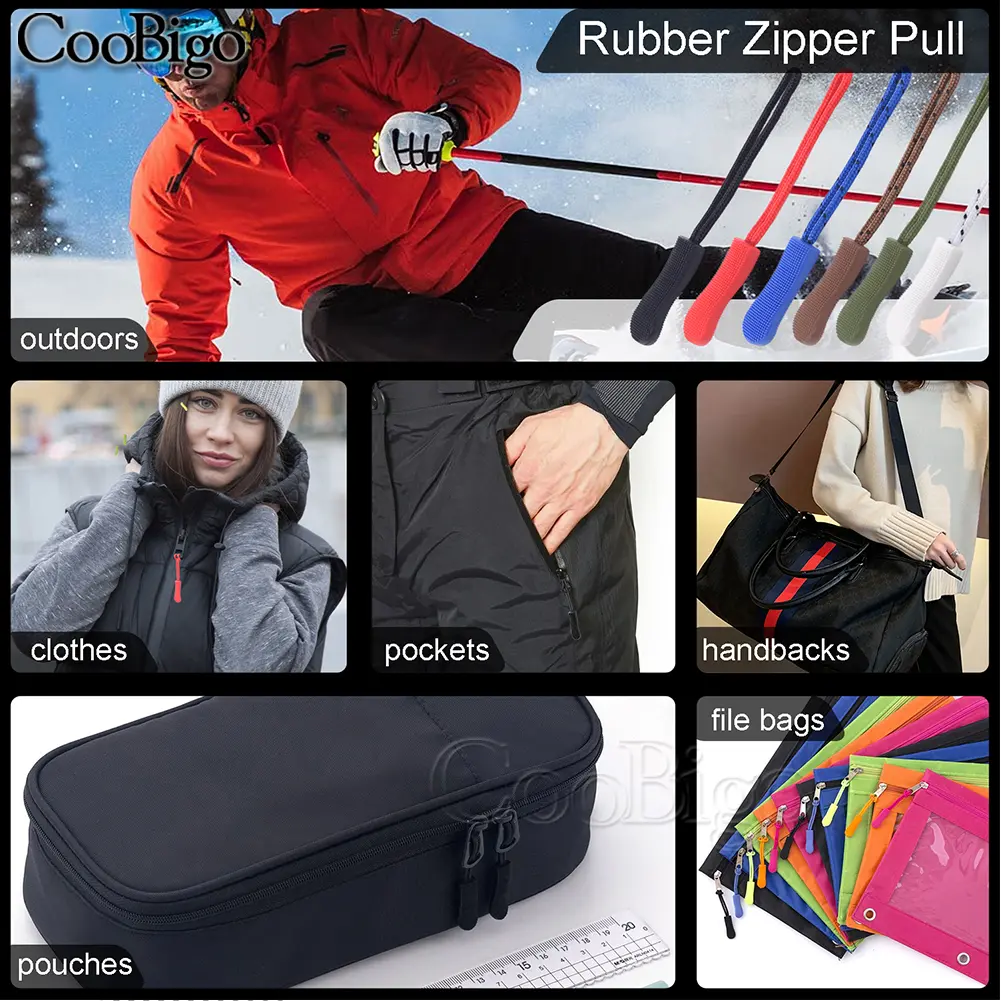 10pcs Zipper Pull Rope Zip Puller Cord EndS trap Lariat for Travel Bag Outdoor Camping Tent Backpack Luggage Accessories Black