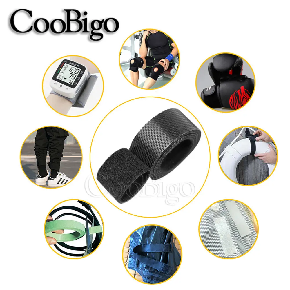 2M Nylon Fastening Tape Cable Tie Hook Loop Magic Tapes Strong Hooks Wire Organizer Strap DIY Accessories Black 10 15 20 50mm