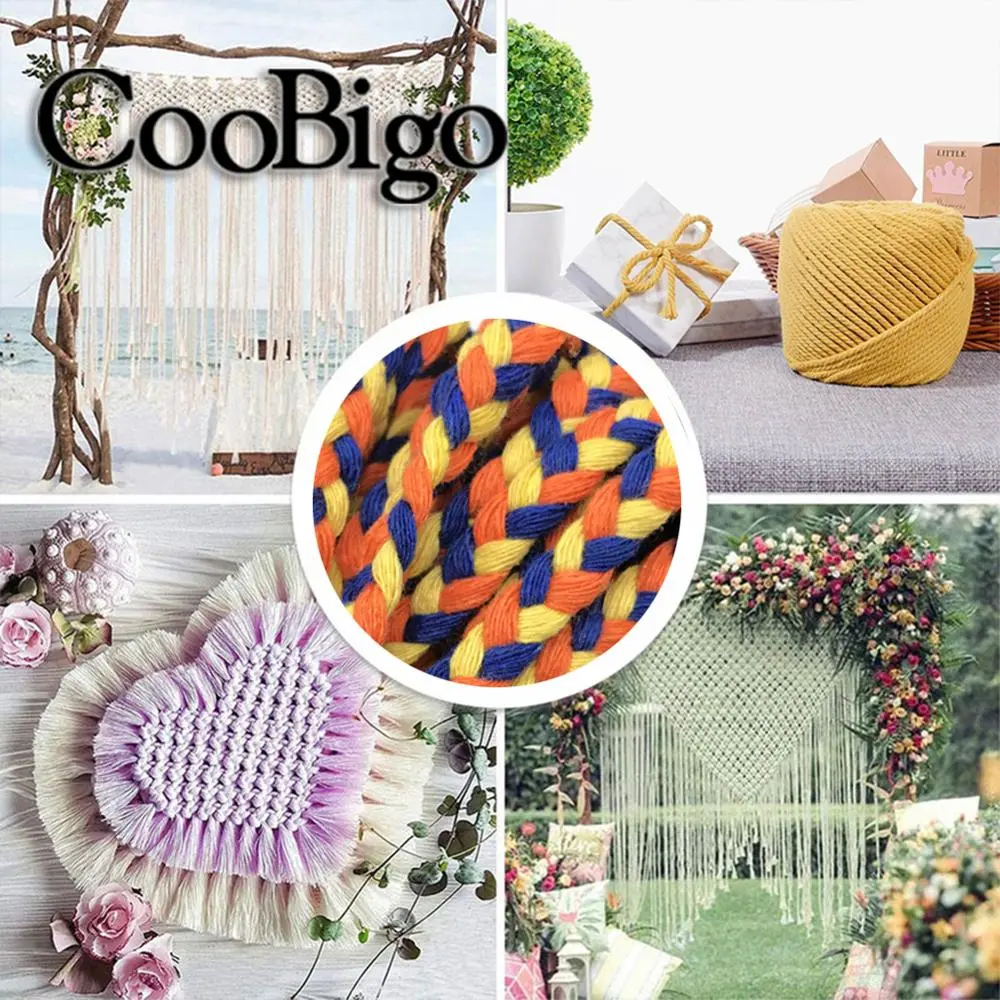 5Meters Macrame Rope Twisted Woven String Cotton Rope Cord Thread Home Sewing Gift Packing Decor DIY Craft Accessories 6mm