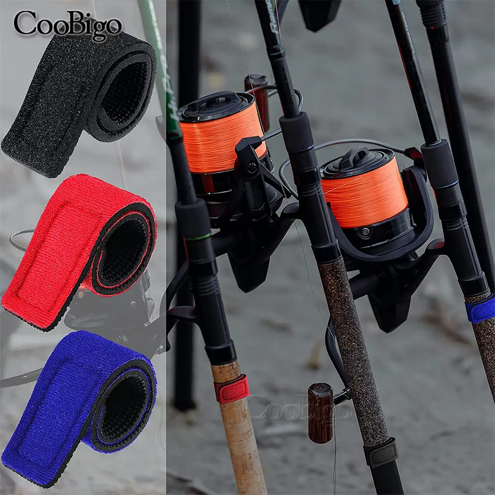 2pcs Fishing Rod Tie Holder Strap Belt Tackle Elastic Wrap Band Pole Hook Loop Ties Fastener Magic Tape Cable Cord Fish Gadget