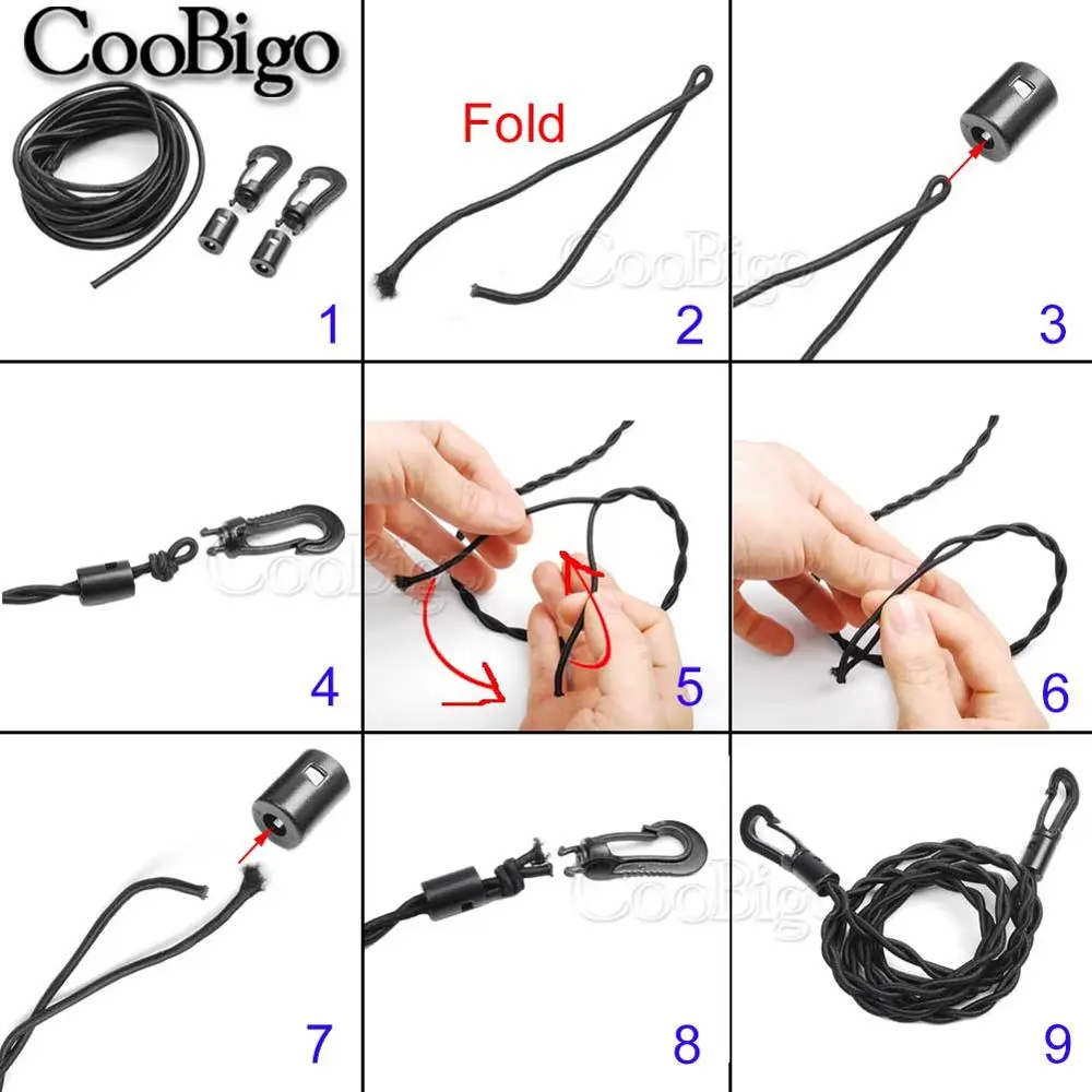 1Set Elastic Rope Bungee Tie Shock Cord with Snap Hook for Outdoor Travel Camp Clothesline Drying Rack Hanger Portable Windproof