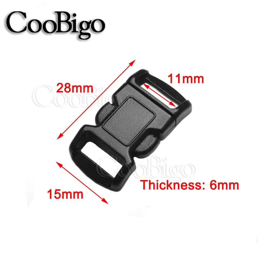 10pcs Plastic Curved Side Release Buckle Paracord Bracelet Clip for Outdoor Camping Backpack Bag Webbing Strap Dog Collar 10mm