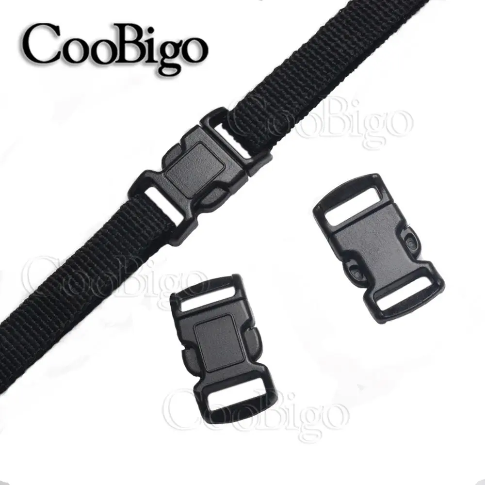 10pcs Plastic Curved Side Release Buckle Paracord Bracelet Clip for Outdoor Camping Backpack Bag Webbing Strap Dog Collar 10mm