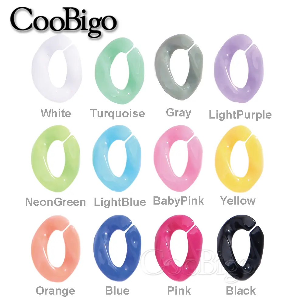 50pcs Acrylic Link Chain Ring Keychains Necklace Bracelet Jewelry Making DIY Craft Accessories Colorful Plastic 23mm x 17mm