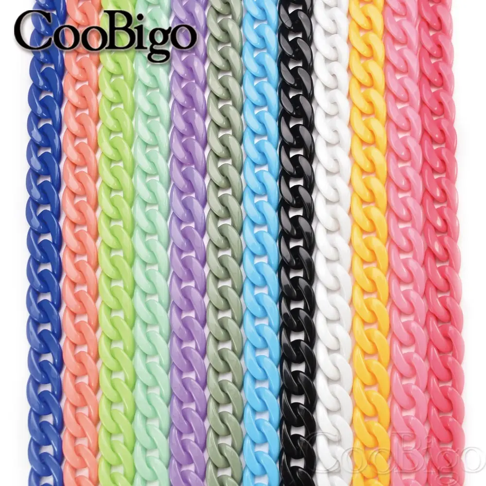 50pcs Acrylic Link Chain Ring Keychains Necklace Bracelet Jewelry Making DIY Craft Accessories Colorful Plastic 23mm x 17mm