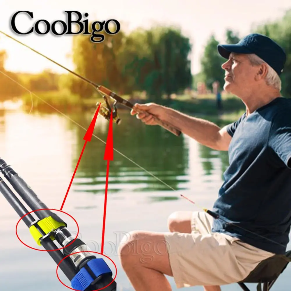 10pcs Fishing Rod Tie Holder Strap Hook Loop Suspender Fastener Belt Cable Cord Wrap Band Fish Tool Accessories Tackle 2cm Width
