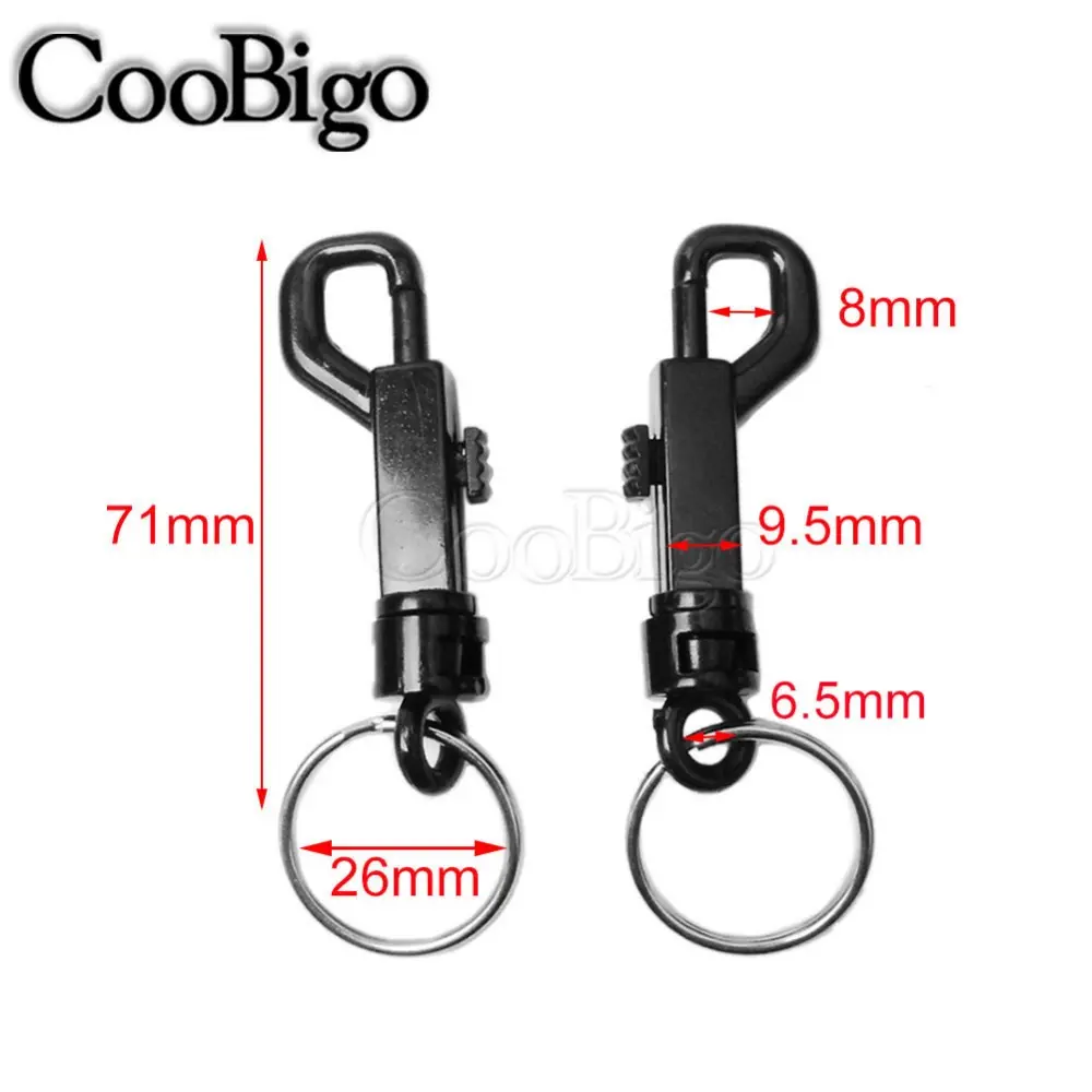 Key Chain Ring Fob Holder Rotary Snap Hook Swivel Lobster Clasp with Split O Ring Buckle Backpack Bag Luggage Accessories 2pcs