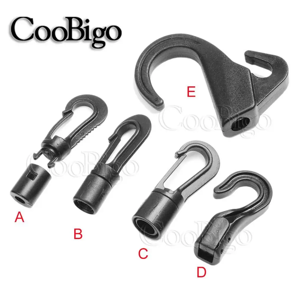 Quick Connect Hook Clasp Buckle Cord Ends Clip Hanging Bungee Shock Elastic Rope for Kayak Canoe Boat Accessories Plastic 5pcs