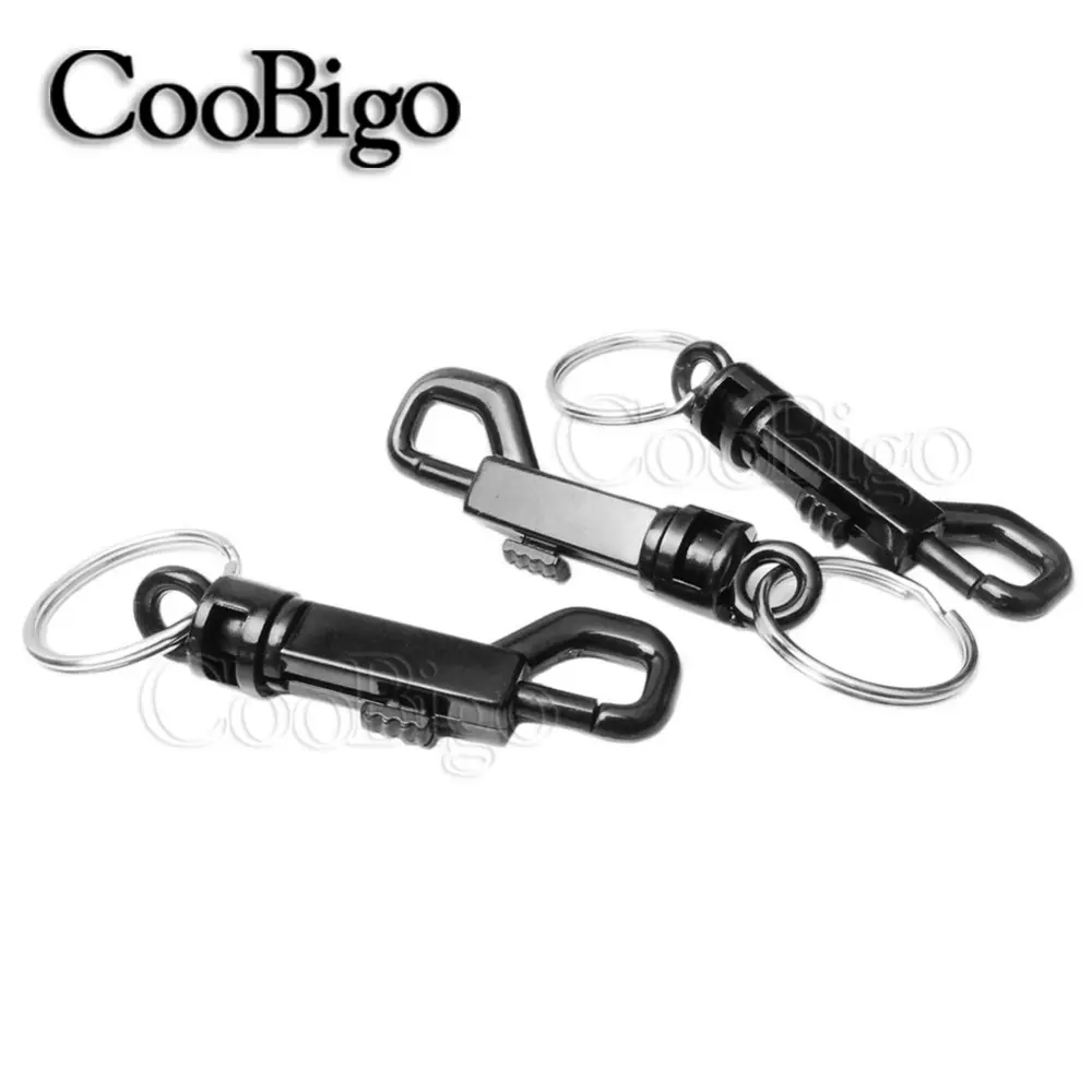 Key Chain Ring Fob Holder Rotary Snap Hook Swivel Lobster Clasp with Split O Ring Buckle Backpack Bag Luggage Accessories 2pcs