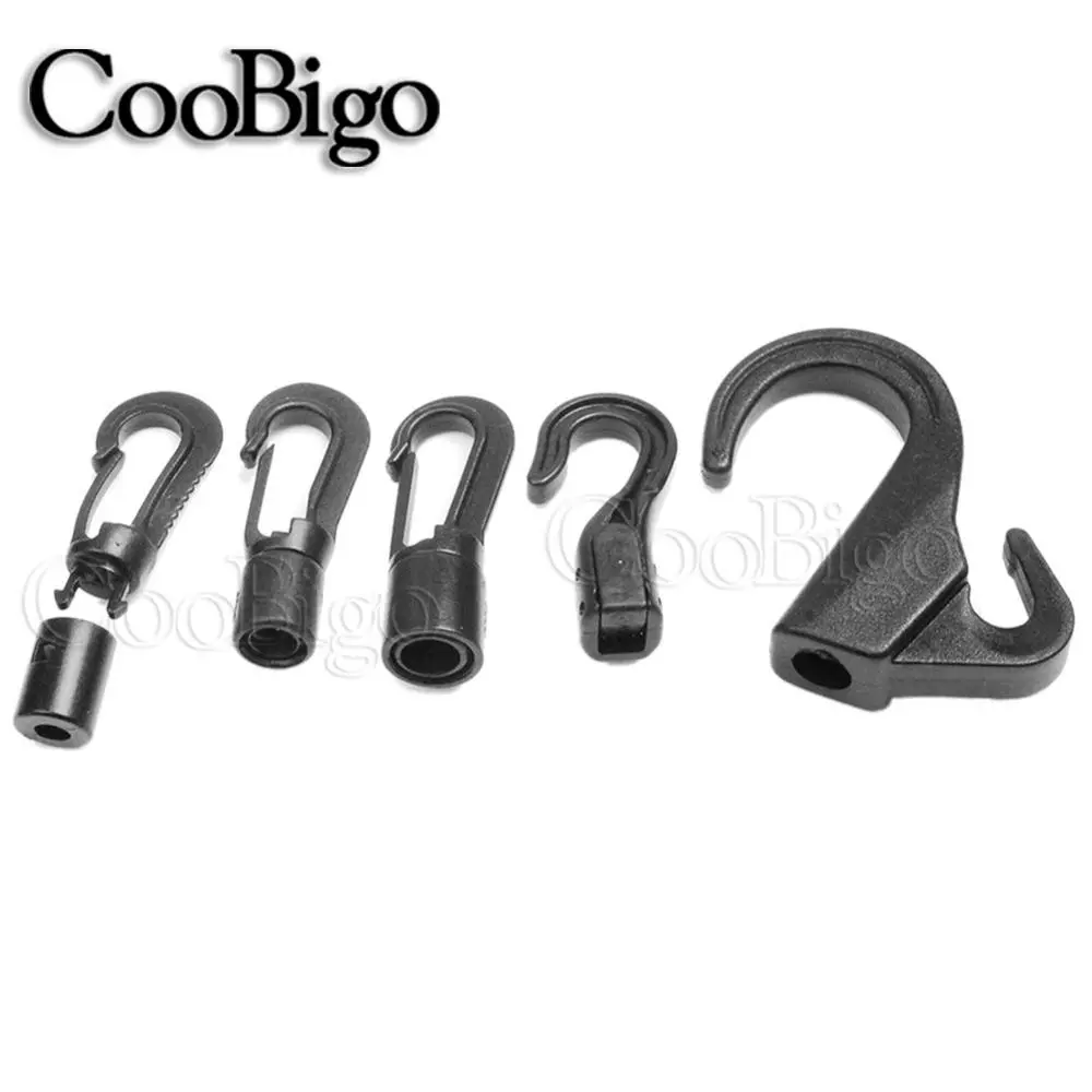 Quick Connect Hook Clasp Buckle Cord Ends Clip Hanging Bungee Shock Elastic Rope for Kayak Canoe Boat Accessories Plastic 5pcs