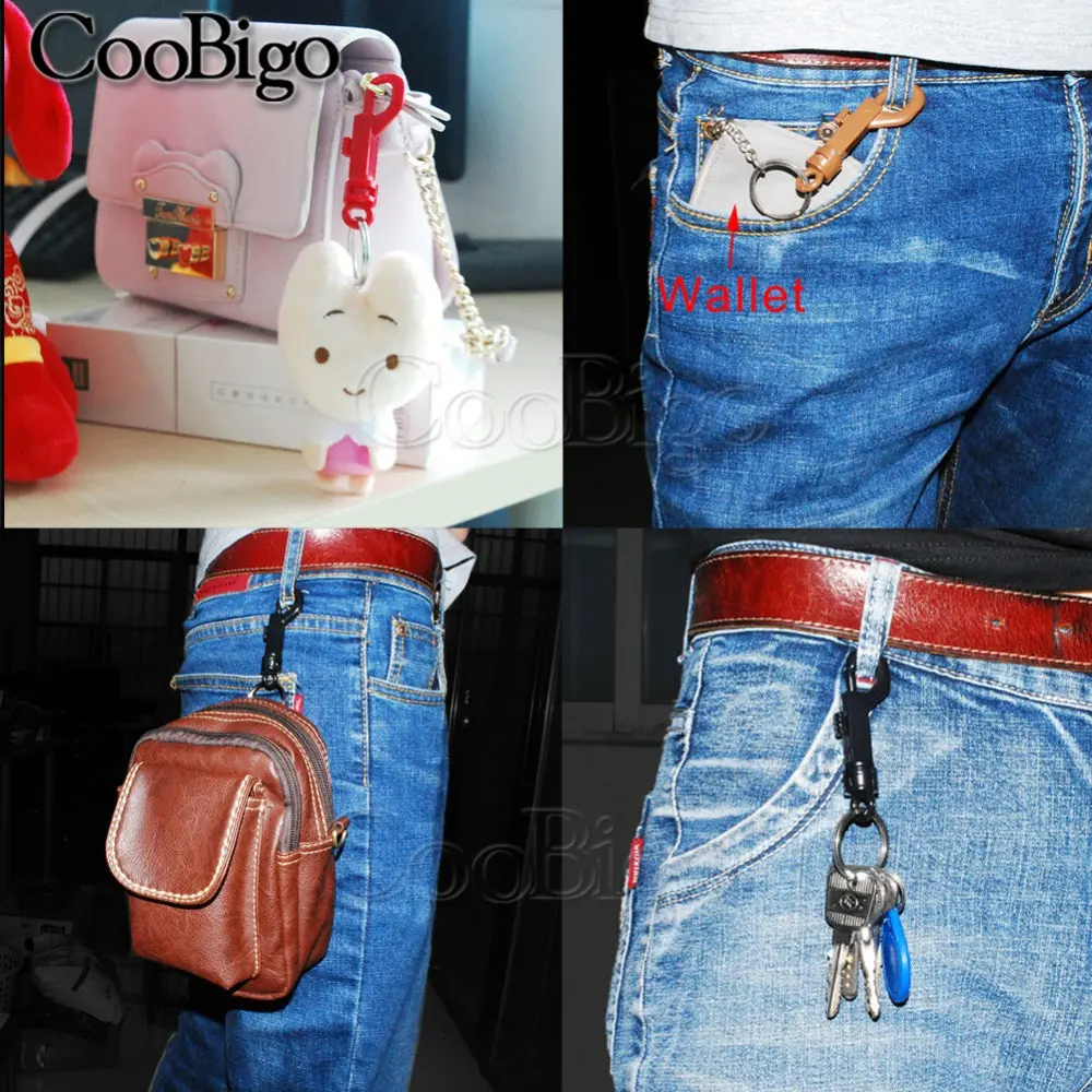 Key Chain Ring Fob Holder Rotary Snap Hook Swivel Lobster Clasp with Split O Ring Buckle Backpack Bag Luggage Accessories 2pcs