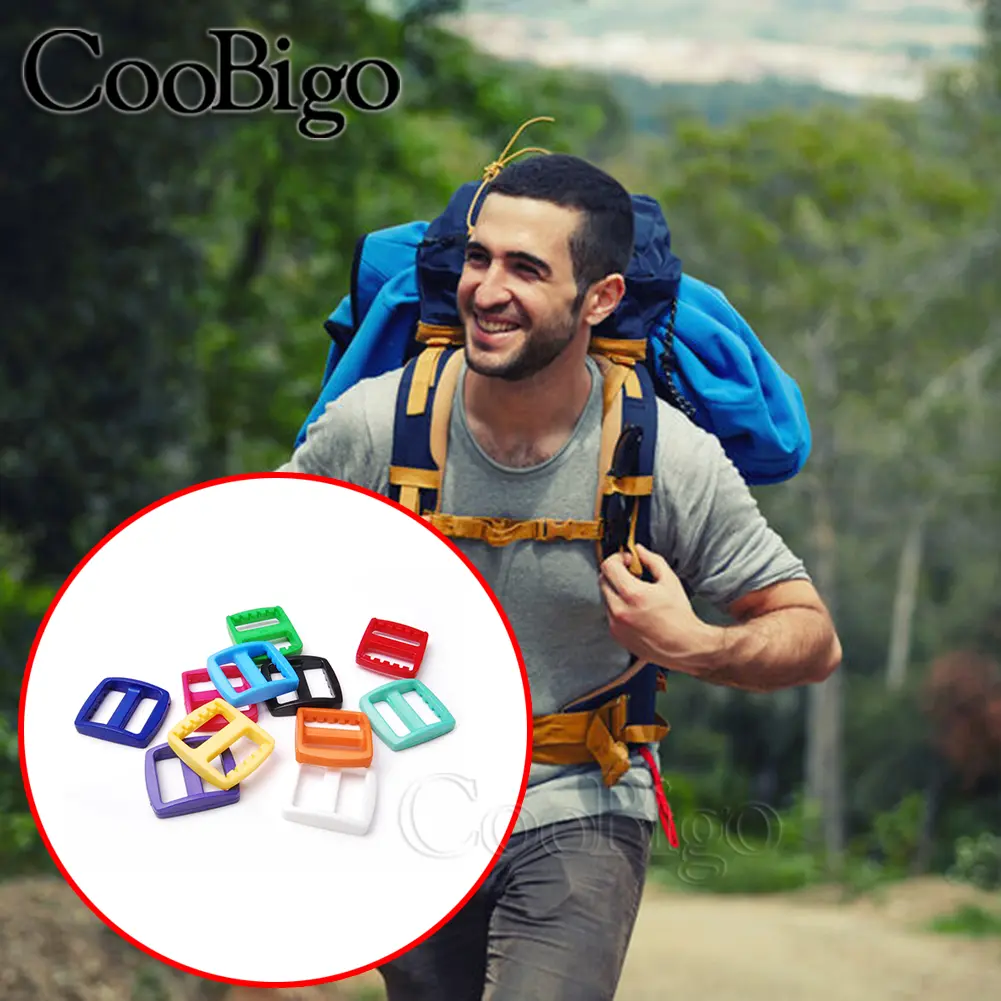 10pcs Plastic Tri-Glides Slider Adjustable Buckles Belt Straps Dog Collar Backpacks Bag DIY Craft Accessories Colorful 20mm