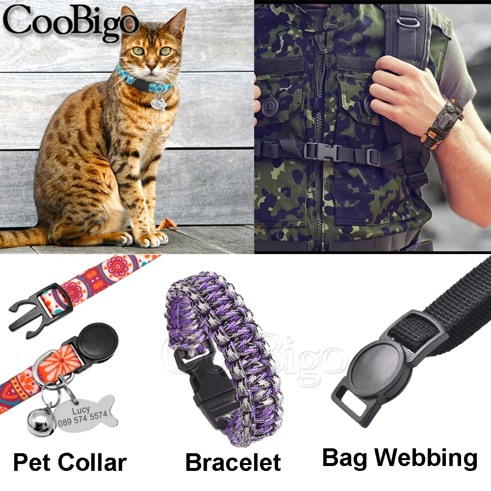 10pcs Paracord Bracelet Clasp Safety Breakaway Release Buckles for Outdoor Backpack Webbing Cat Collar DIY Accessories Plastic
