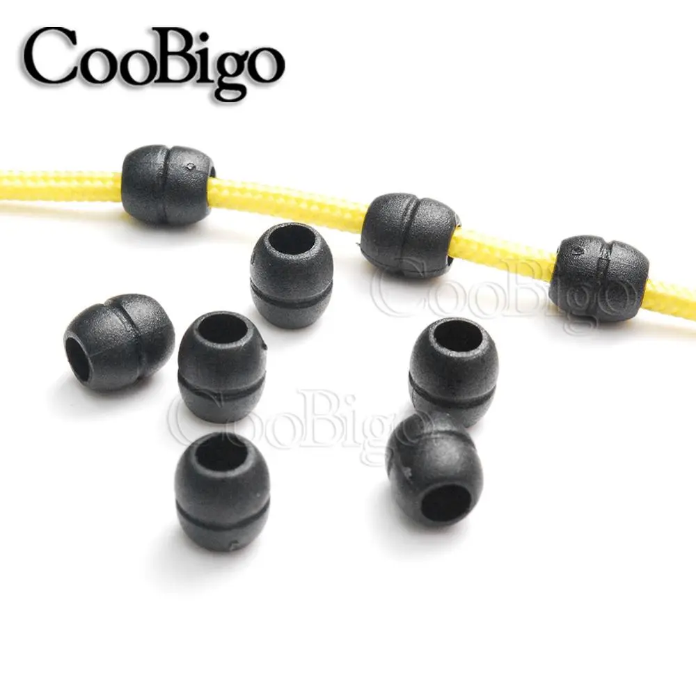 25pcs 3.5mm Hole Plastic Slide Beads Cord Lock Stopper Sportwear Backpack Paracord Rope String Apparel Parts Accessories