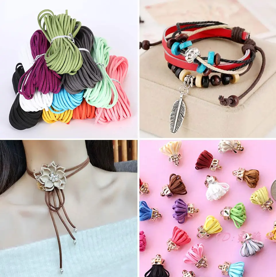 2.7mm Suede Braided Cord Paracord Bracelets Rope Velvet Leather Thread String Velvet Keychain Handmade Crafts Accessories 5yards