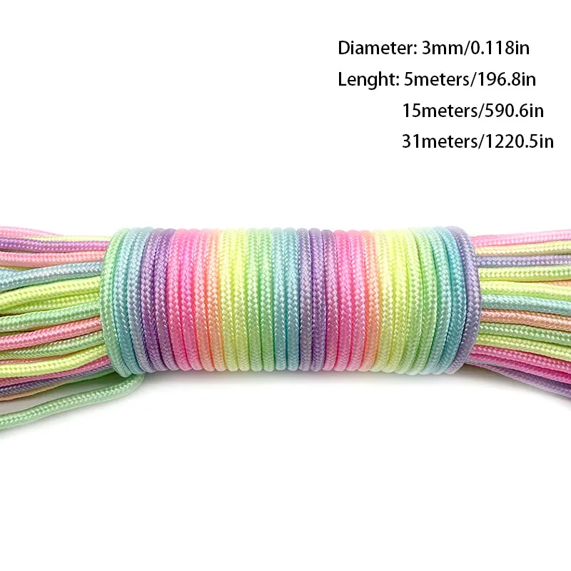 Paracord 2mm /3mm /4mm Paracord Rainbow Rope 7 Strands Parachute Rope Climbing  Survival Gear Parachute Rope Bracelet