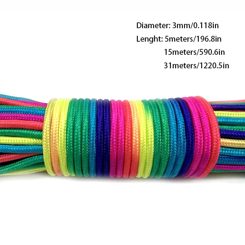 Paracord 2mm /3mm /4mm Paracord Rainbow Rope 7 Strands Parachute Rope Climbing  Survival Gear Parachute Rope Bracelet