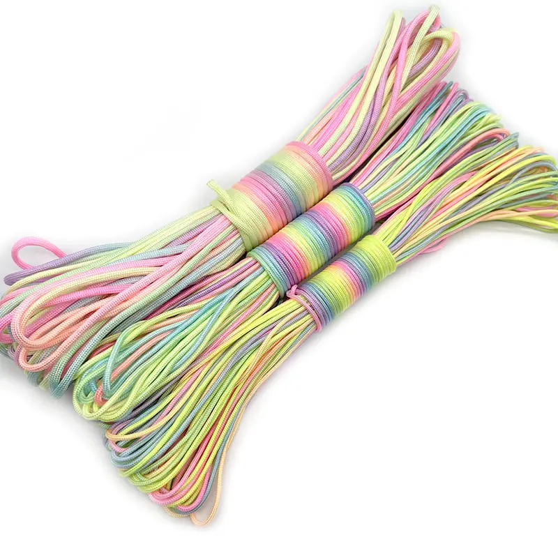 Paracord 2mm /3mm /4mm Paracord Rainbow Rope 7 Strands Parachute Rope Climbing  Survival Gear Parachute Rope Bracelet