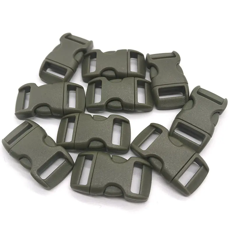 10Pcs 3/8" 10mm Side Release Buckle Curved Parachute 550 Paracord Bracelet DIY Dog Collar Strap   Webbing  Outdoor Camp
