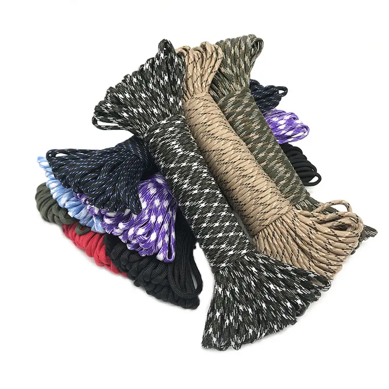 4MM 100FT (5-31M)Camouflage Paracord 550 Parachute Cord Lanyard Mil Spec Type III 7 Strand Camping Survival Equipment Tents Rop