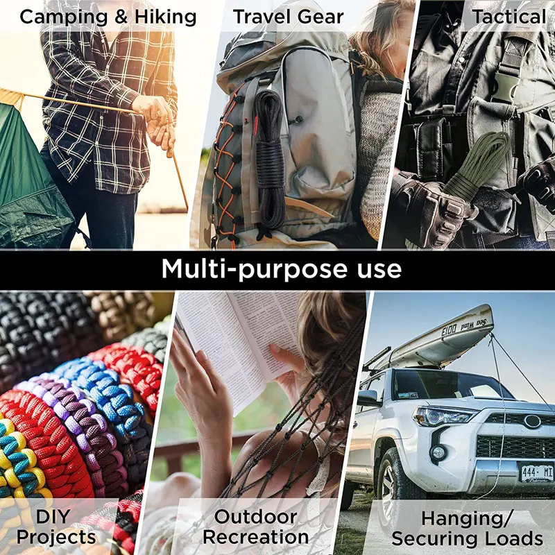 4MM 100FT (5-31M)Camouflage Paracord 550 Parachute Cord Lanyard Mil Spec Type III 7 Strand Camping Survival Equipment Tents Rop