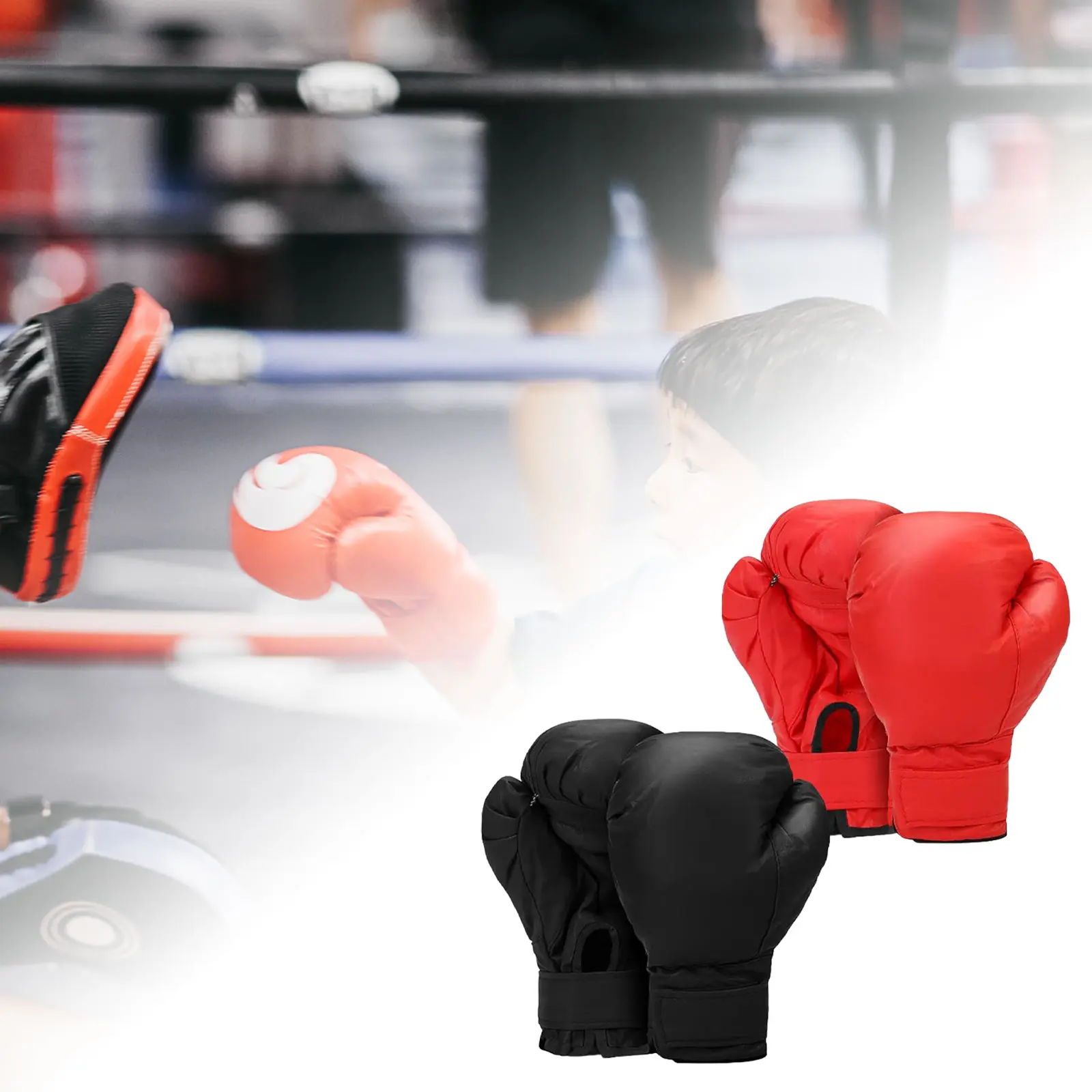 2 Pair Boxing Gloves Exercise Hand Guard for Adults Kids Punching Bag Gloves Red Black PU Leather Boxing Gloves for Adults Kids